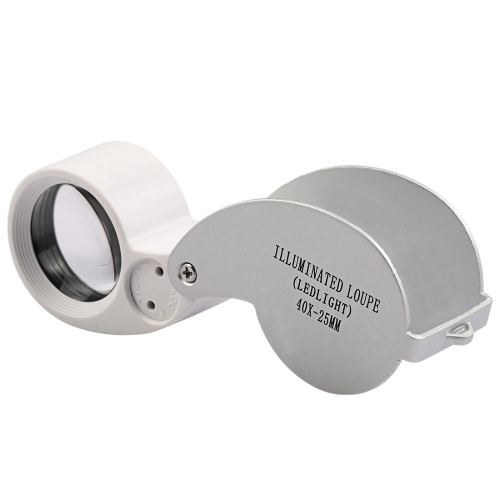 

Illuminated Loupe 40X Magnifying Glass Folding Foldable Magnifier Mini Reading срібний