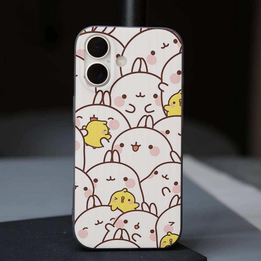 Cartoon Cute M-Molang For IPhone 17 16 15 11 12 13 14 Pro Max Plus Pro Corrugated Translucent Back Phone Cover