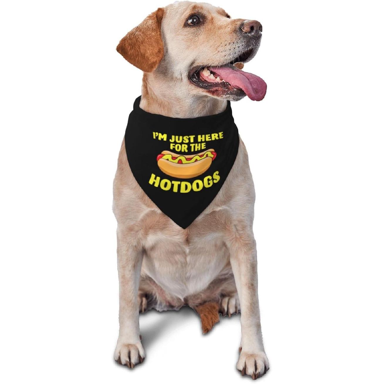 I m Just Here for The Hot Dogs,Reversible Triangle Bibs Pet Scarf, Holiday Party Photography Props (Black) чёрный
