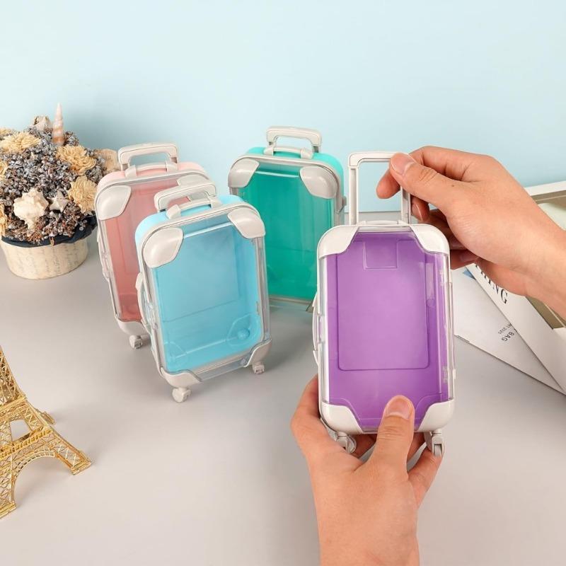 7-teiliger Mini-Transparenter Koffer Süßigkeiten-Party-Aufbewahrungsbox Kleine Gegenstände Reise Falsche Wimpern Schmuck-Display Simulation Trolley-Koffer
