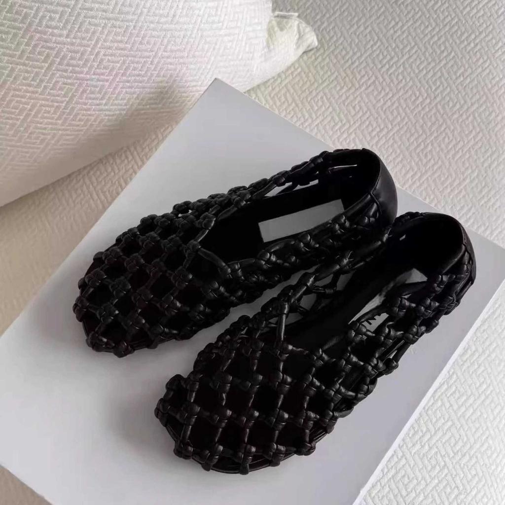 Lazy Single Shoe Tide 2025 Summer New Fashion Versatile One Pedal Casual Woven Fishing Net Rope Knot Mesh Shoes Women