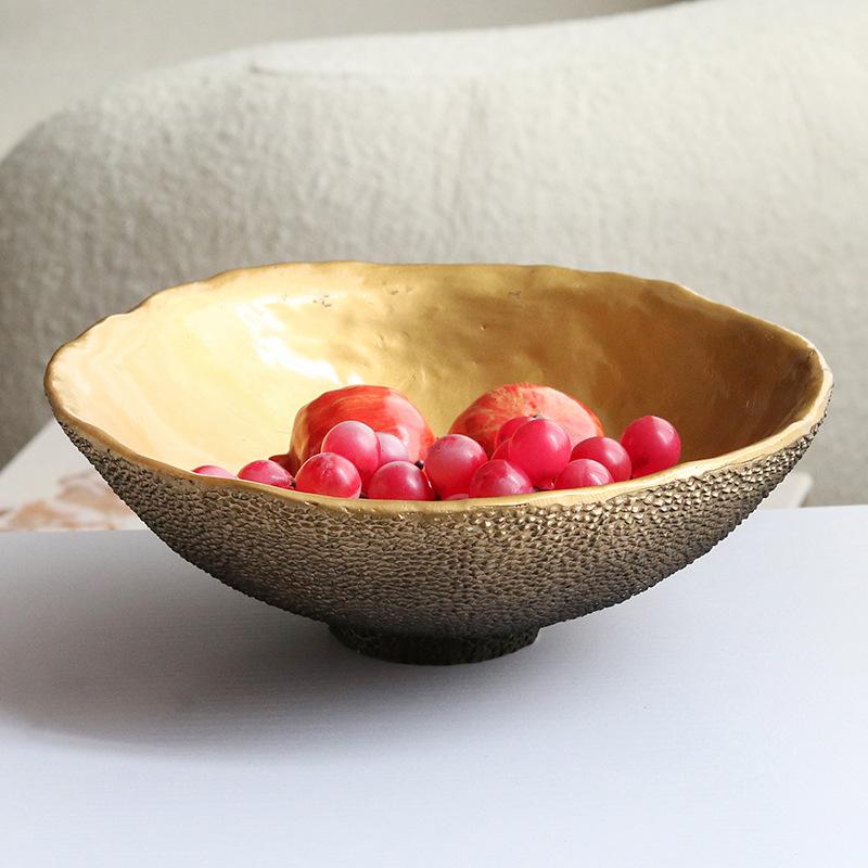 Simple Modern Creative Metal Lychee Pattern Fruit Plate Ornaments Decoration Living Room Dining Table Coffee Table Light Luxury Storage Tray