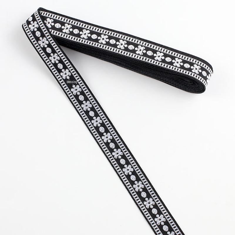 Traditional Ethnic Lace Trim with Black & White Patterns for Clothing, Carpets, & Accessories