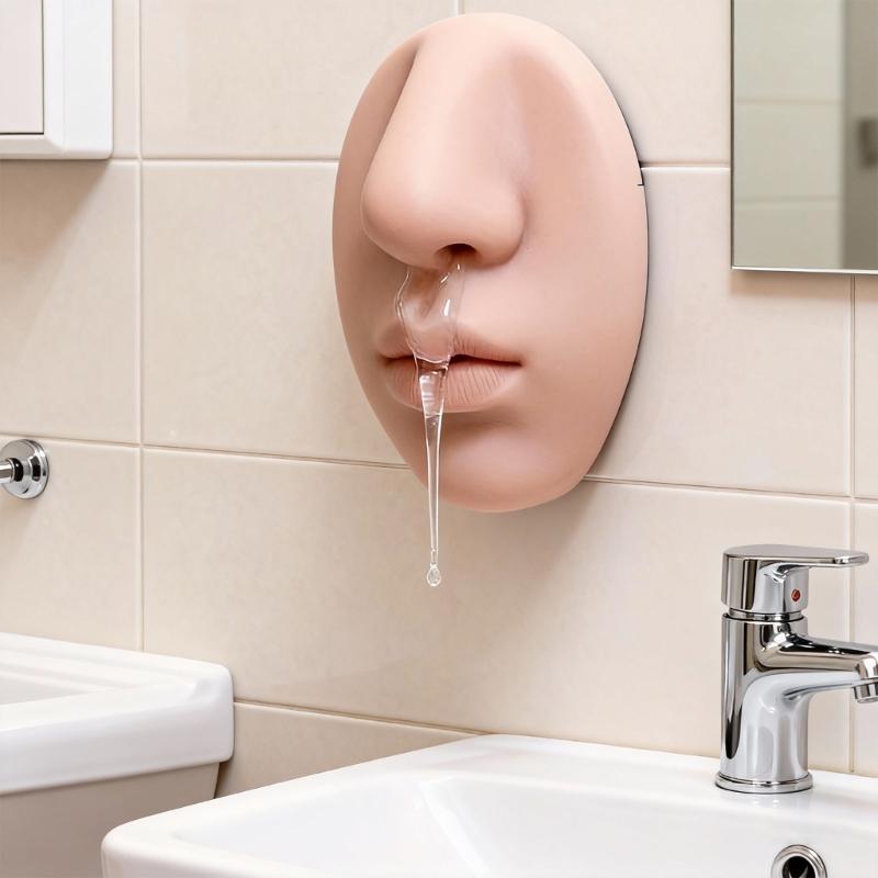 Realistic Nose Wall Mounted Soap Dispenser That Squeezes Out Liquid Like Snot, Hilarious Bathroom Accessory for Kitchen or Party Gifts