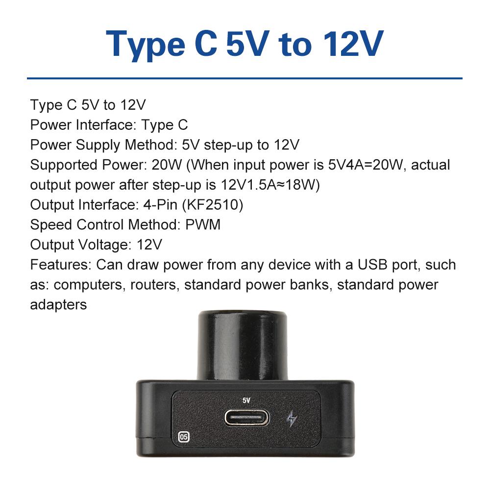 4Pin Fan PWM Speed Controller PD QC Fast Charging Type-C DC 12V 5V Cooling System Fan Governor DIY Water Cooling Radiator