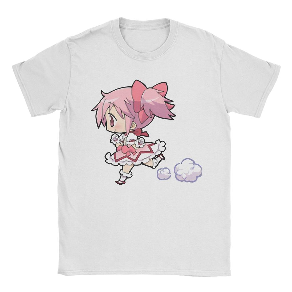 Puella Magi Madoka Magica Qbey Tshirts Men's Cotton Tops Priting Cute Kyubey Anime Round Neck Short Sleeve