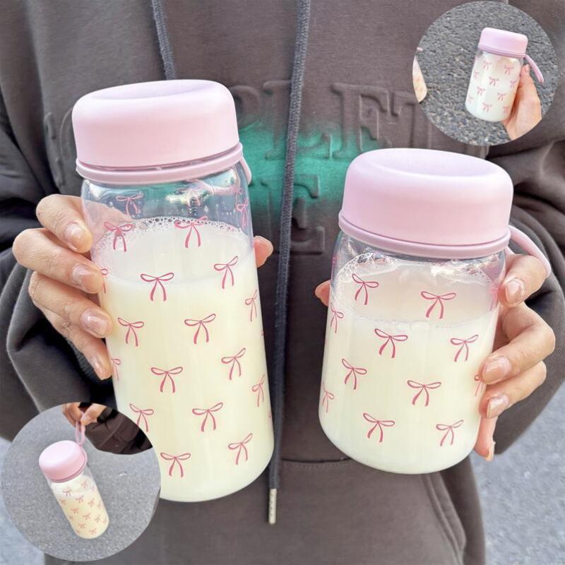 Bowknot Plastic Water Cup Student Portable Cold Drink Cup Coffee Juice Milk Portable Large Capacity Water Cup
