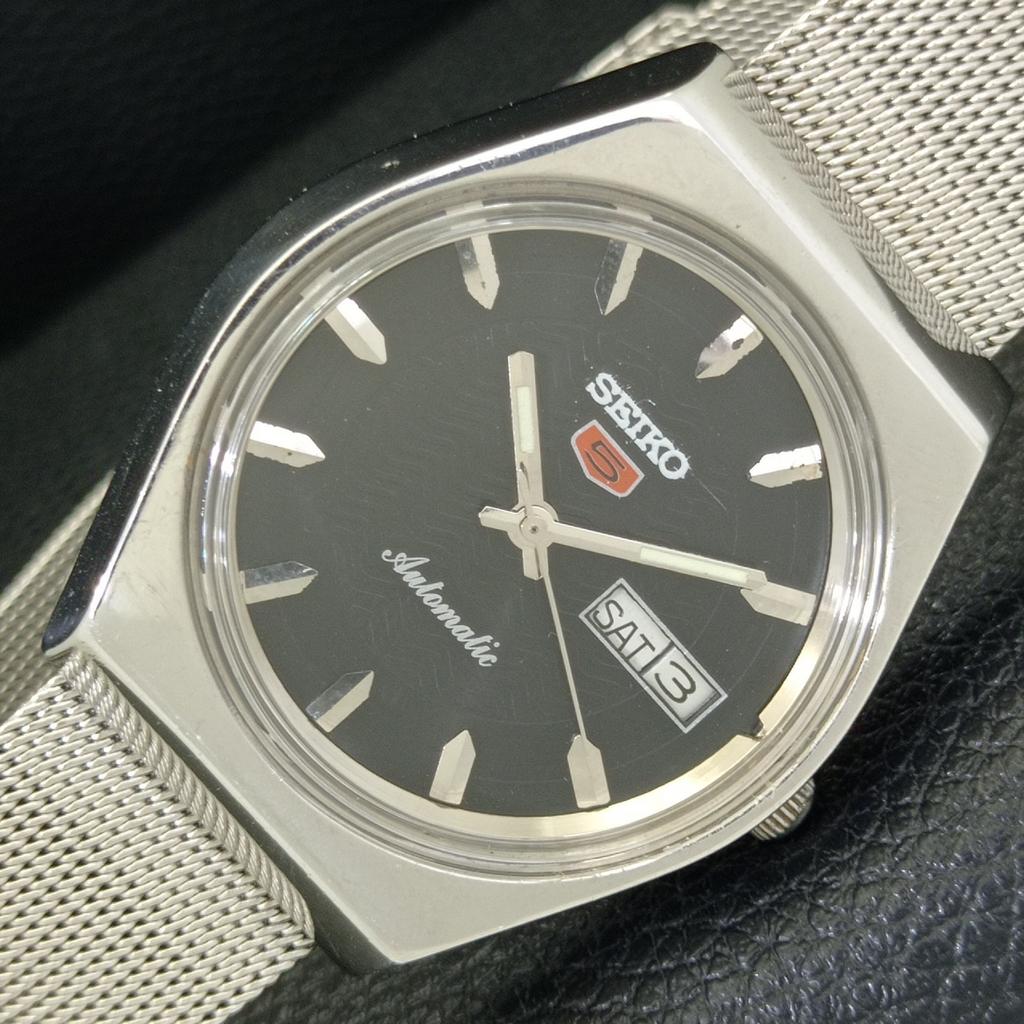 

VINTAGE SEIKO 5 AUTOMATIC 6309A JAPAN MENS BLACK COLOR DIAL WATCH a701616-5 R206c-a701616