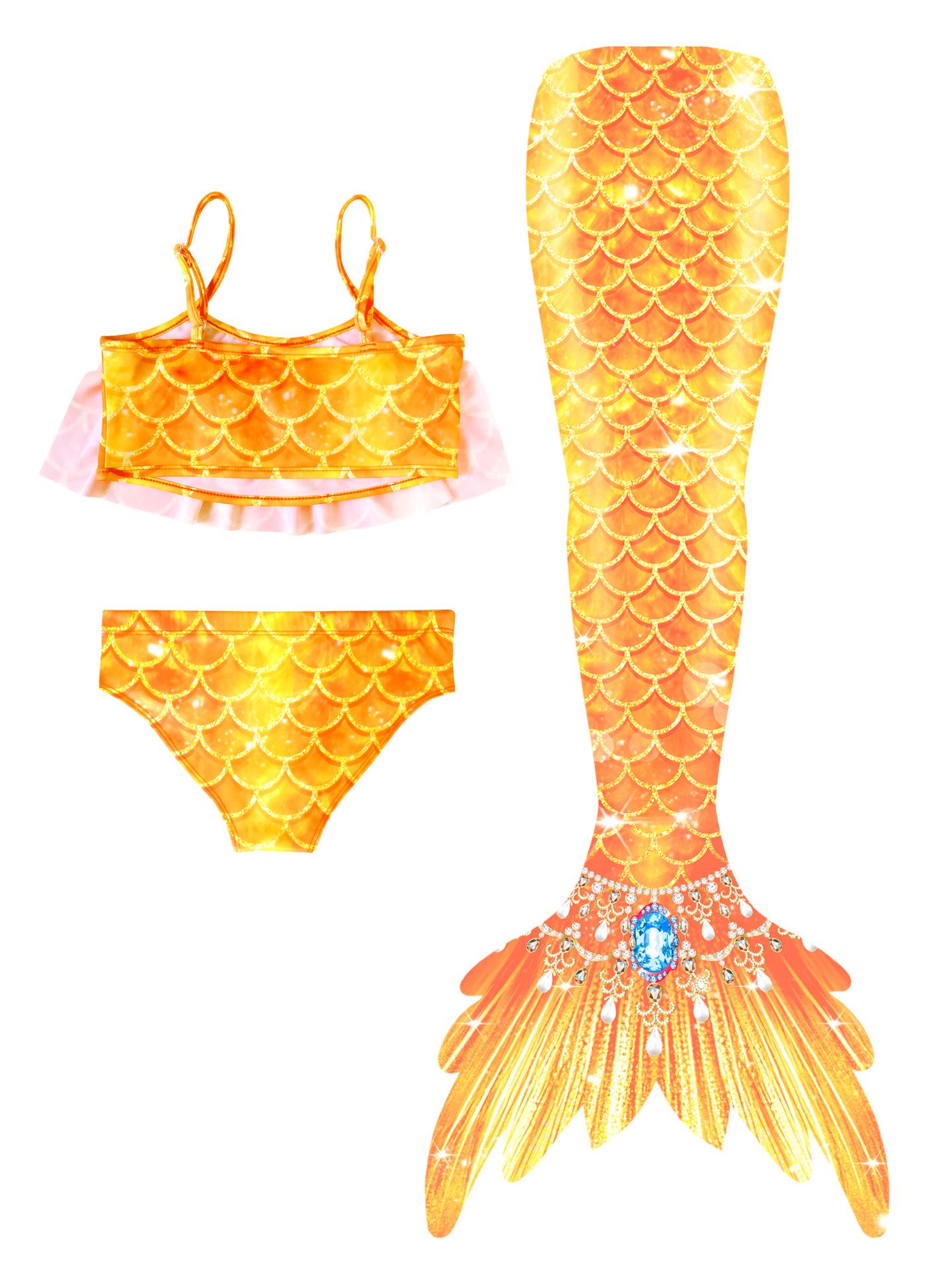 Got Now Zeemeermin Zwempak 3-delige Set voor Meisjes: Staart, Top, Bikini - Verkrijgbaar in S, M, L 130