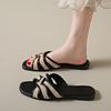Flat-bottomed Retro One-word Slippers Women's Shoes New Summer Casual Woven Sandals Beach Sandals
