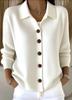 2025 Women's Solid Button Knit Lapel Cardigan Sweater - Autumn/Winter Casual Fashion