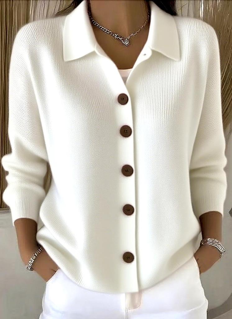 2025 Women's Solid Button Knit Lapel Cardigan Sweater - Autumn/Winter Casual Fashion