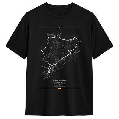 Herren Nürburgring Nordschleife Karte T-Shirts Baumwollkleidung Sommer Klassisches Kurzarm-T-Shirt Rundhalsausschnitt Freizeit Design T-Shirt