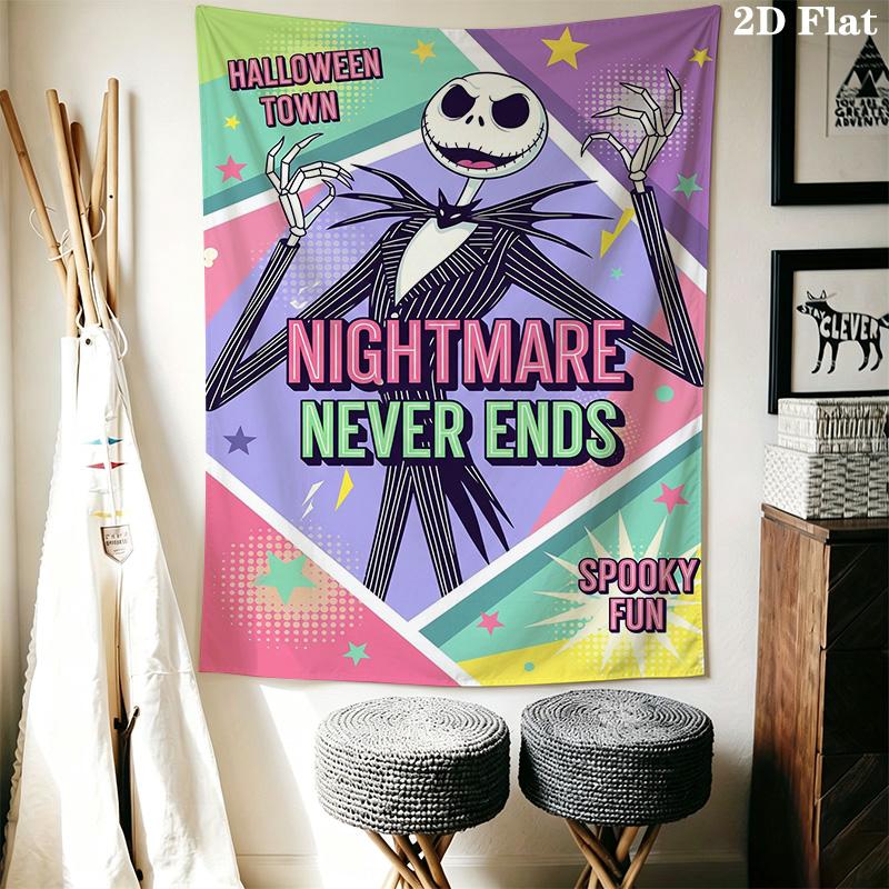 Jack Skellington'S Spooky Adventure Tapestry Background Cloth Wallmounted Wall Decoration Soft Background Wall Hanging Cloth