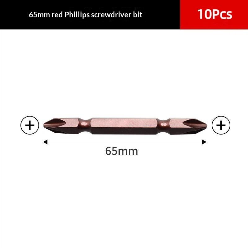 65/10Mm Magnetic Impact Double Head Cross Screw Drill Bit Set Handheld Screw Disassembly And Assembly Power Tool 10 Piece Set