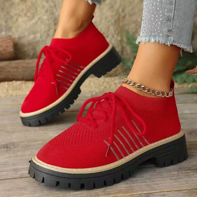 Scarpe Sportive Casual da Donna, Taglia Grande, Traspiranti, in Flyknit, Suola Morbida, Suola Spessa.