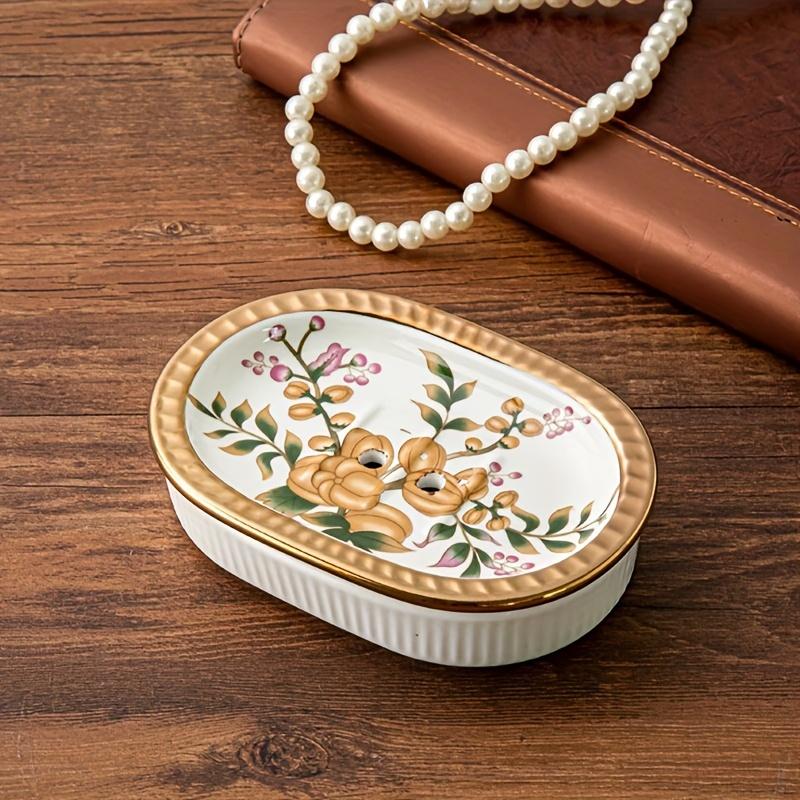 American Style Ceramic Soap Box Double Layer Drainage Bathroom Soap Holder Unique Design