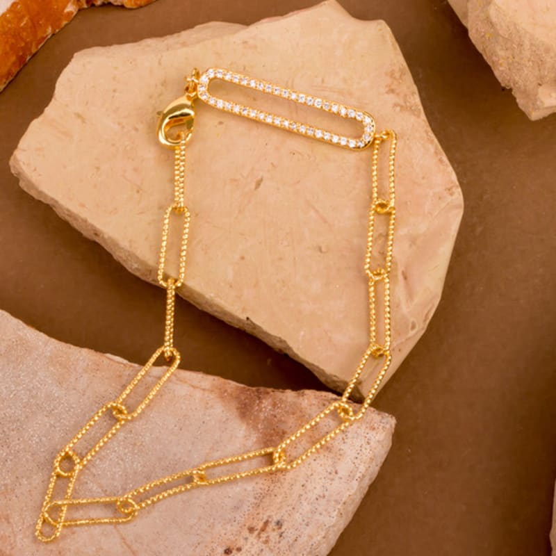 AUGUST ALICE Cubic Hole Oval Chain Bracelet _ Gold