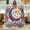 1pc 2D Flat Printing Spring & Summer New Arrival Dreamy Star Moon Floral Crystal Themed Digital Print Blanket, Suitable for All Seasons, Casual Throw