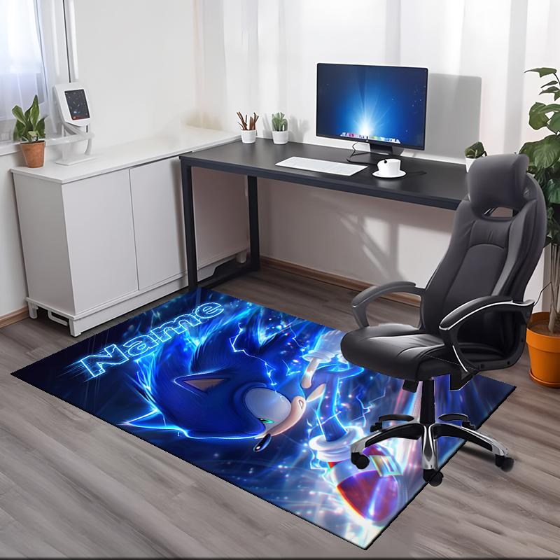 Custom Name Sonic Printed Carpet Rug For Office Chair Living Room Bedroom Kitchen Room Decor Gifts