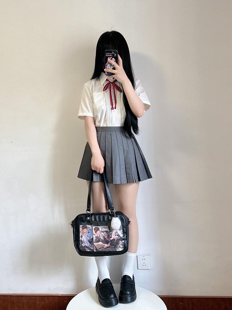 Women's Original Solid Color Pleated Skirt: Short, Medium, and Long Options for Student Graduation Photos
