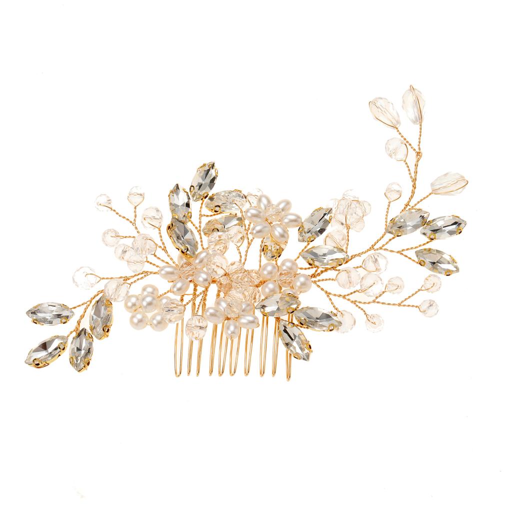 Bridal Wedding Hair Accessories Europe and America Cross Border Pearl Crystal Comb Factory Direct Sales Headdress