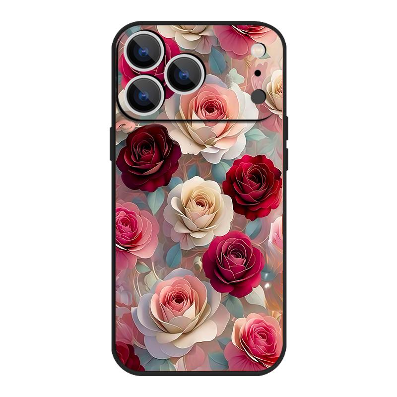 Oil Painting Rose Flowers Lanyard Case For iPhone 17 Pro Max Soft Silicone Cover For iPhone 16 Pro Max Funda iPhone 15 14 13 12 11 16E