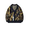 Mens Street Style Knit Cardigan Fall Loose Fit Color Block Sweater Casual Long Sleeve Top Teens