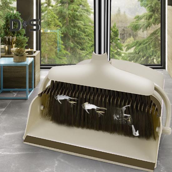 2Pcs/Set Long Handle Broom Dustpan Set Self-Cleaning Indoor Broom Floor Cleaning Soft Bristle Broom Dustpan Set