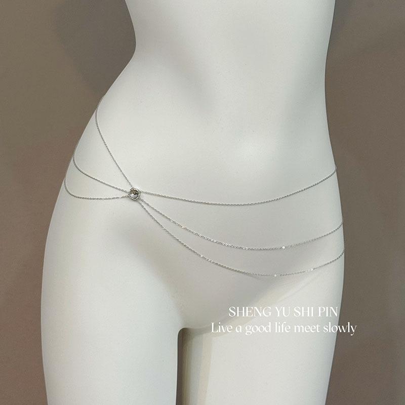 Taillenkette Kollektion~ Halskette mehrlagige Perlen-Taillenkette Brustkette Hofessen Schulterkette leichter Luxus Bein Kette einzigartiges Halsband