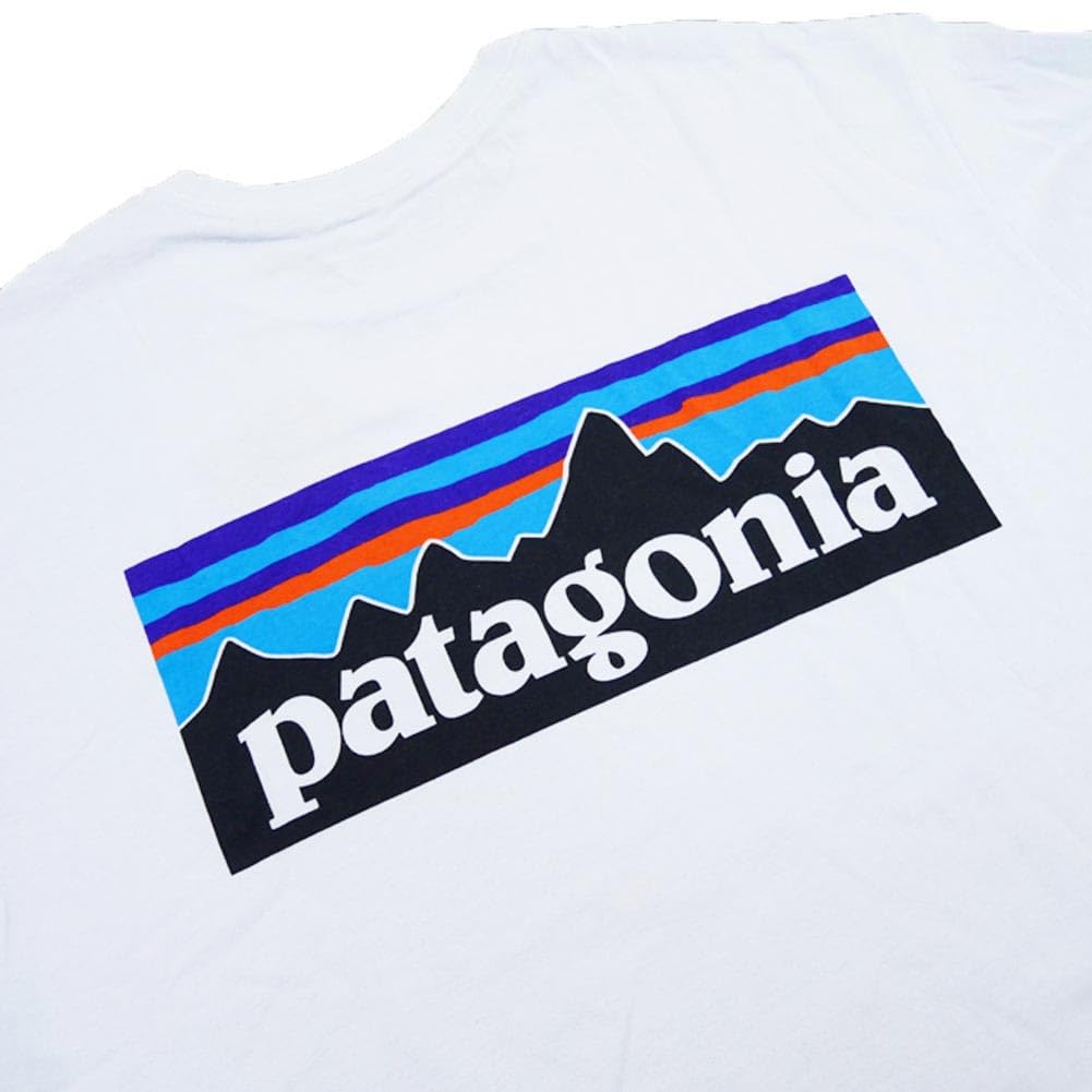 Patagonia Logo Responsibility Size 38518 Men's Long-Sleeved P-6 T-Shirt, White, Small,