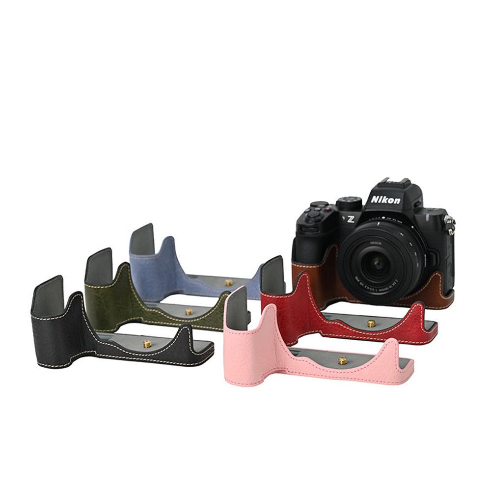 Für Nikon Z50II Hülle, Litschi-Muster PU-Leder Kamera Halb-Körper Hülle Abdeckung Für Nikon Z50II Z50ii Mit Schultergurt