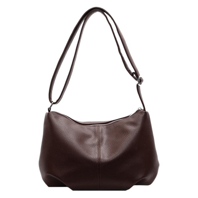 Korean version of solid color soft dumpling bag 2022 winter splicing pleated shoulder crossbody bag baguette underarm bag female