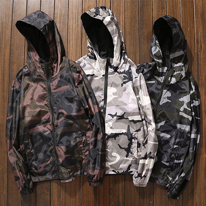 Premium Reversible Men Jacket Coats Male Casual Hooded Camouflage Windbreaker Outwear