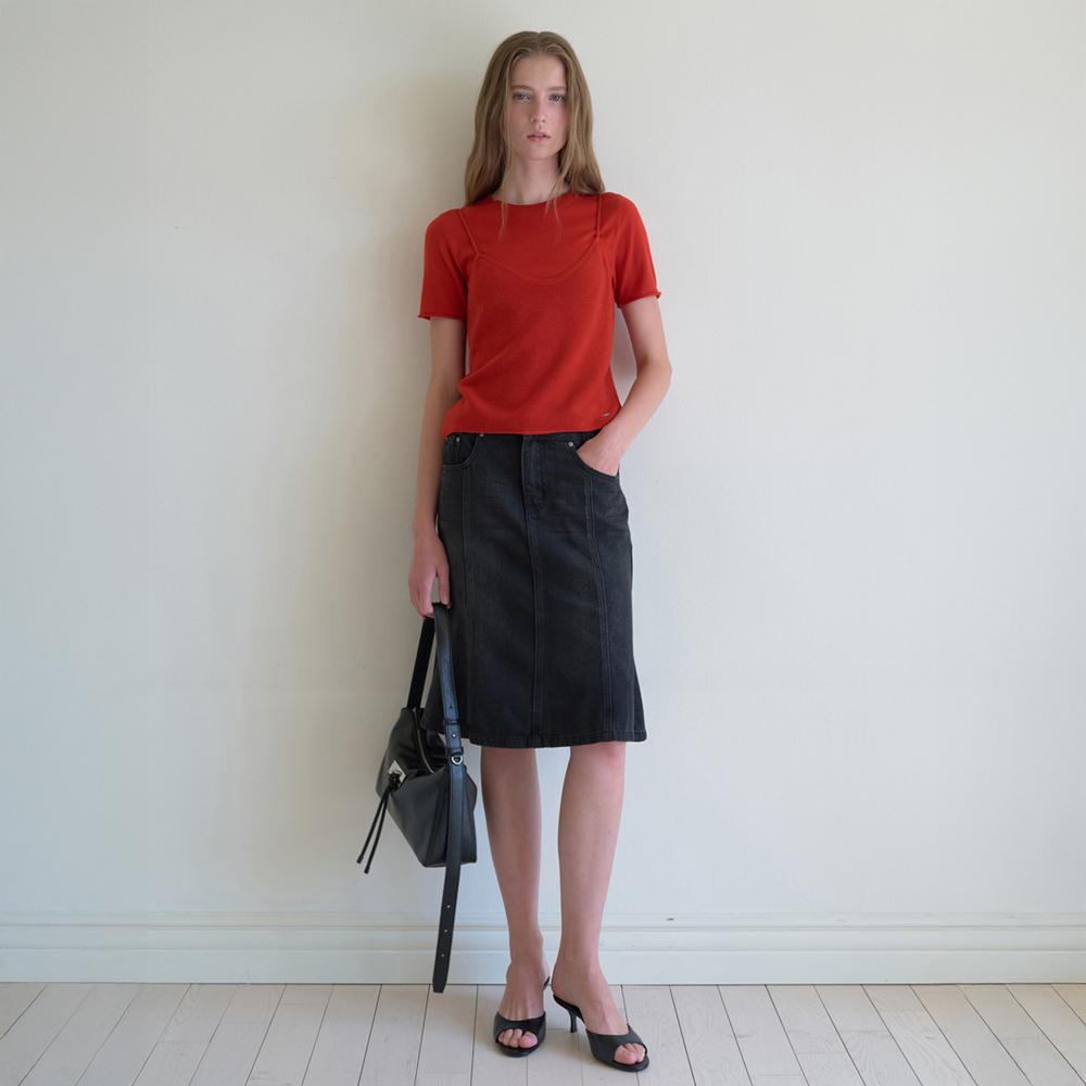 Lcve Bustier Overlay Knit Top_Red