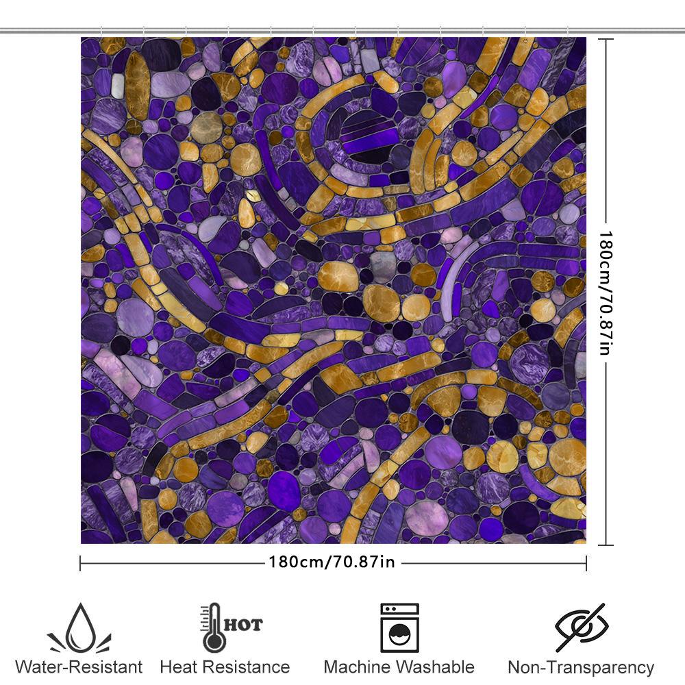 Luxurious Purple Gold Shower Curtain Set For Bathroom Decor Printed Waterproof Fabric With Metal Hook Rings Perfect Gift Idea Fo