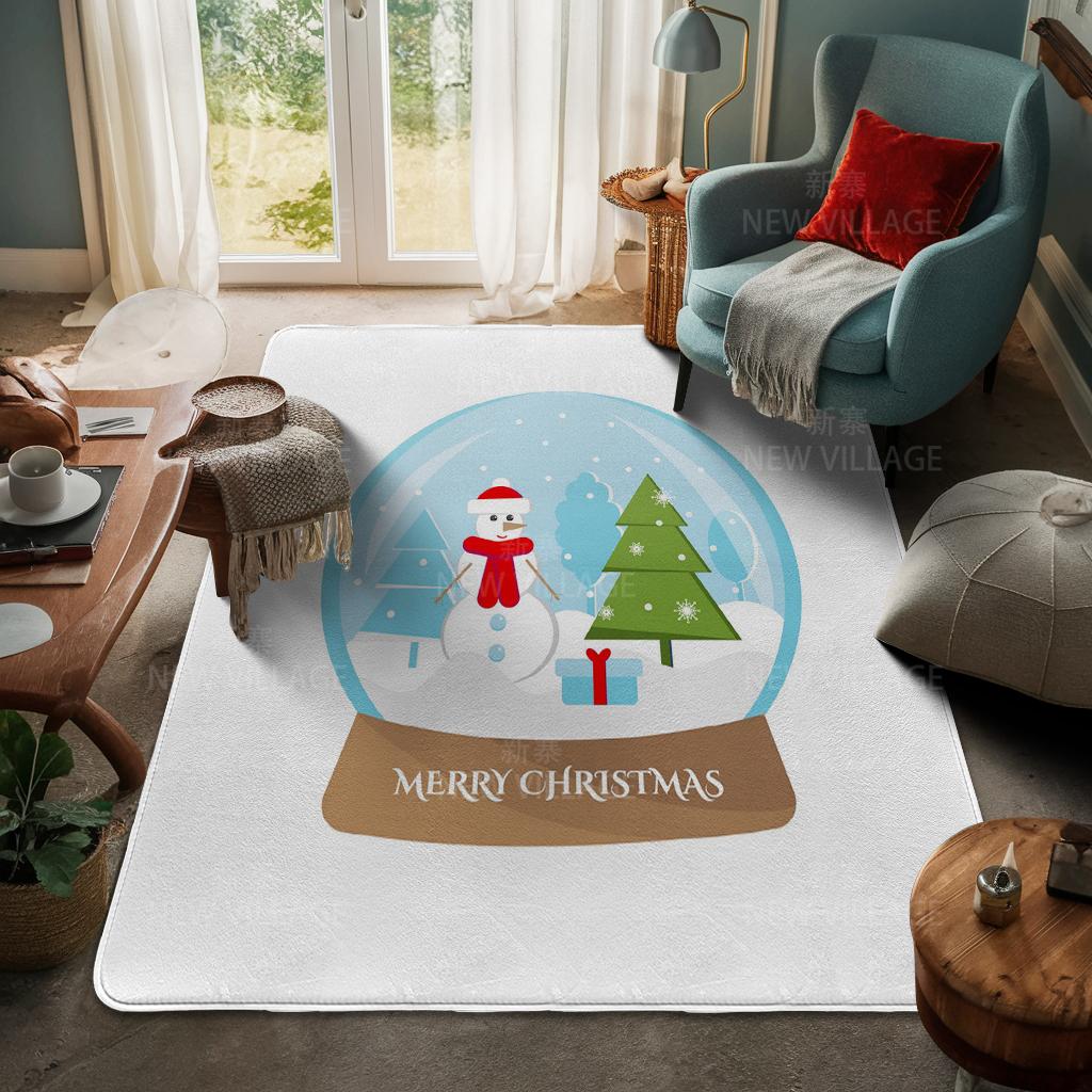 House Entrance Carpet Home Door Mat Living Room Bath Foot Bathroom Non-slip Water Absorption Rugs Bath Merry Christmas Winter