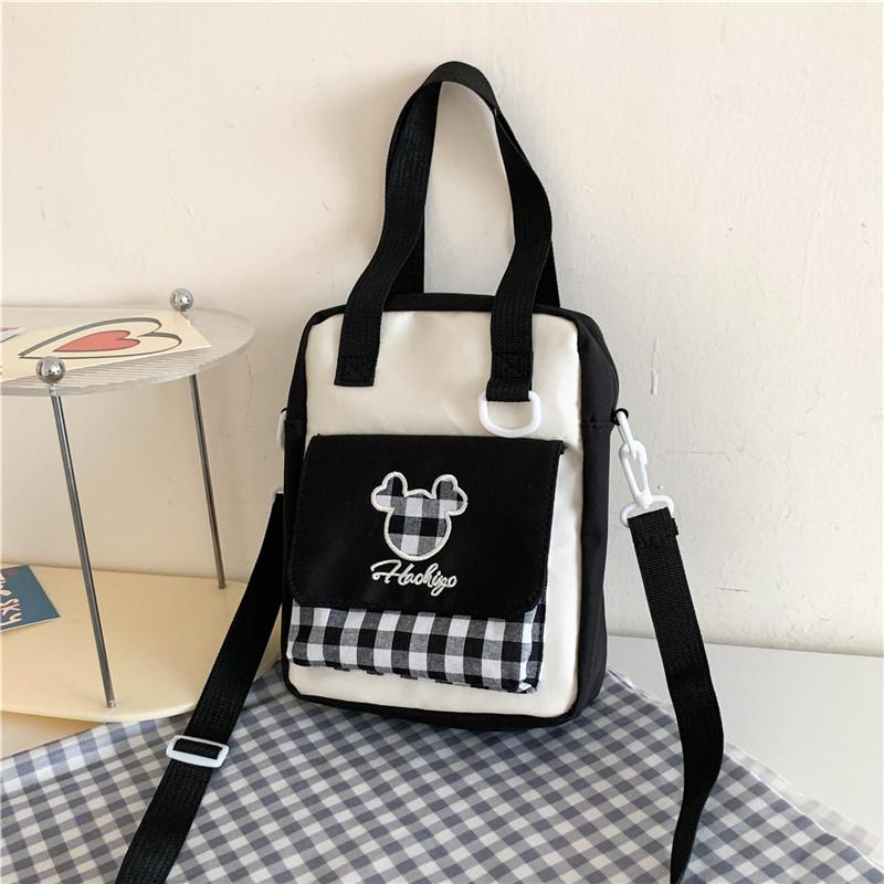Cute Street Style Nylon Shoulder Bag For Students With Zipper Closure And Inner Pocket