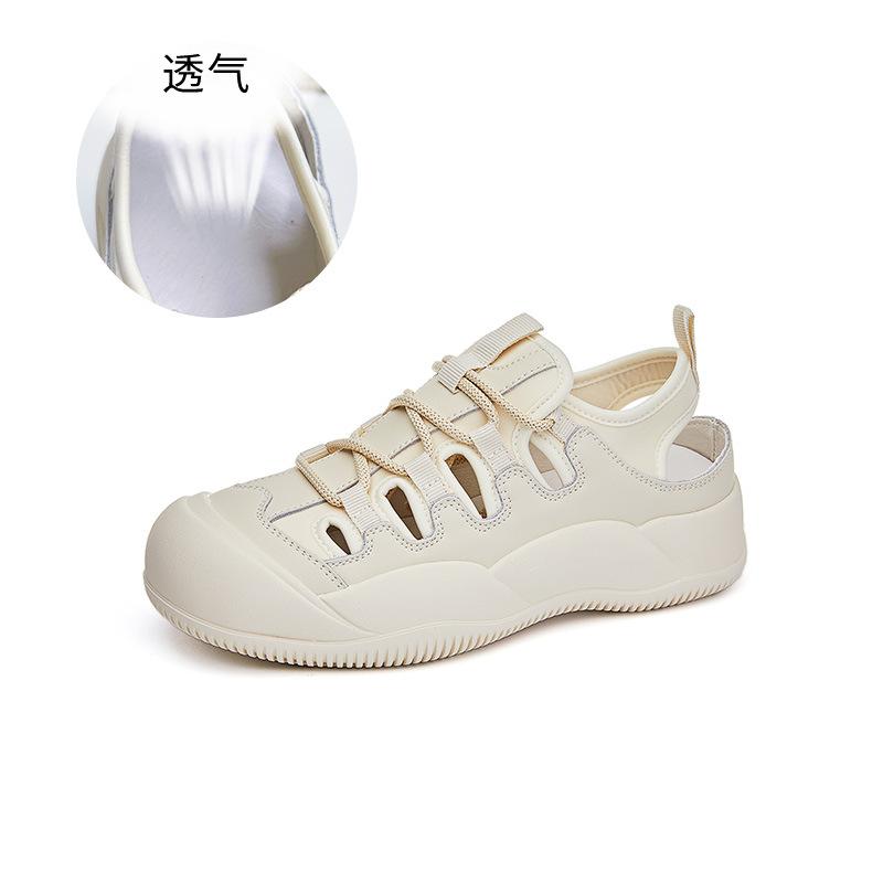 

Leather sports sandals women s 2025 summer new breathable bag head beach sandals casual versatile and comfortable women s shoes tide 39 бежевый