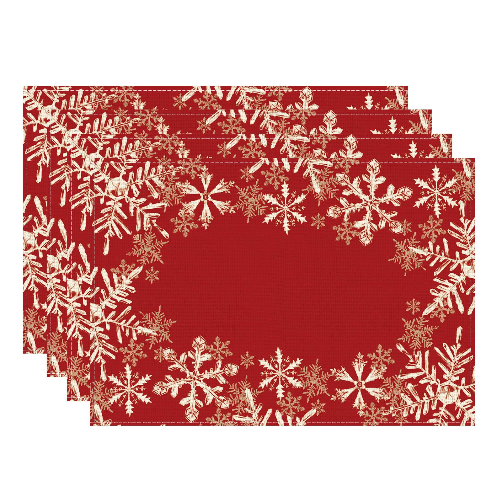 

Red Snowflakes Winter Christmas Xmas PlacematsSet of 4 Table Mats for Party Home Kitchen Dining Table Decorations 12x18 Inch Placemats Set of 4 (12x18 Inch)