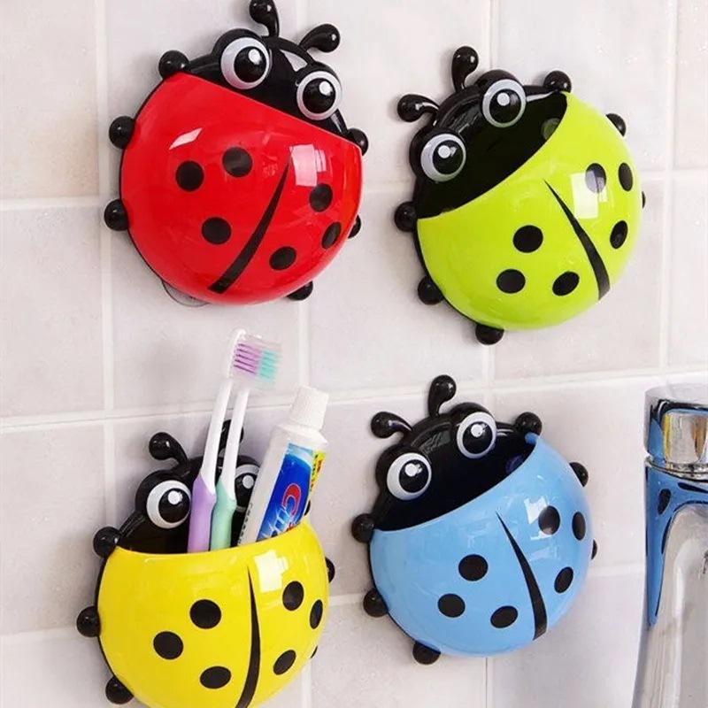 Wall Mounted Toothbrush Holder Organizer with Storage Compartment for Bathroom Accessories Kids Friendly Design Durable Plastic Material