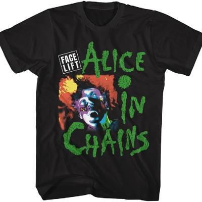 Alice In Chains Facelift Tour '91 Front & Back Print Adult Short Sleeve T Shirt Vintage Style Graphic Tee_1