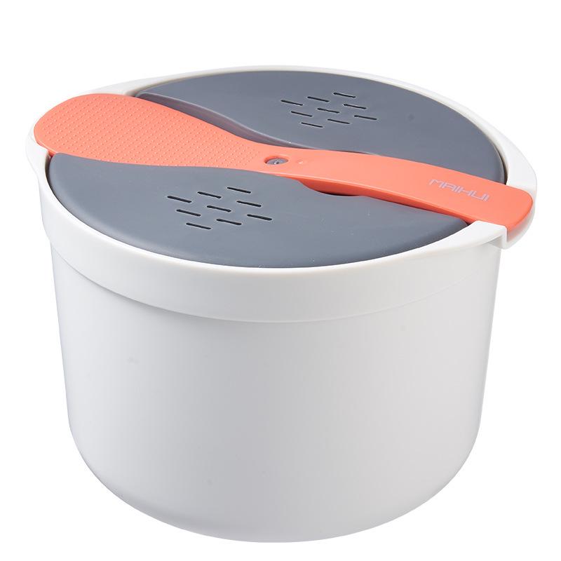 Portable Double-Layer Microwave with Lunch Spoon, Rice Steamer, Large Capacity Soup & Rice Cooker.