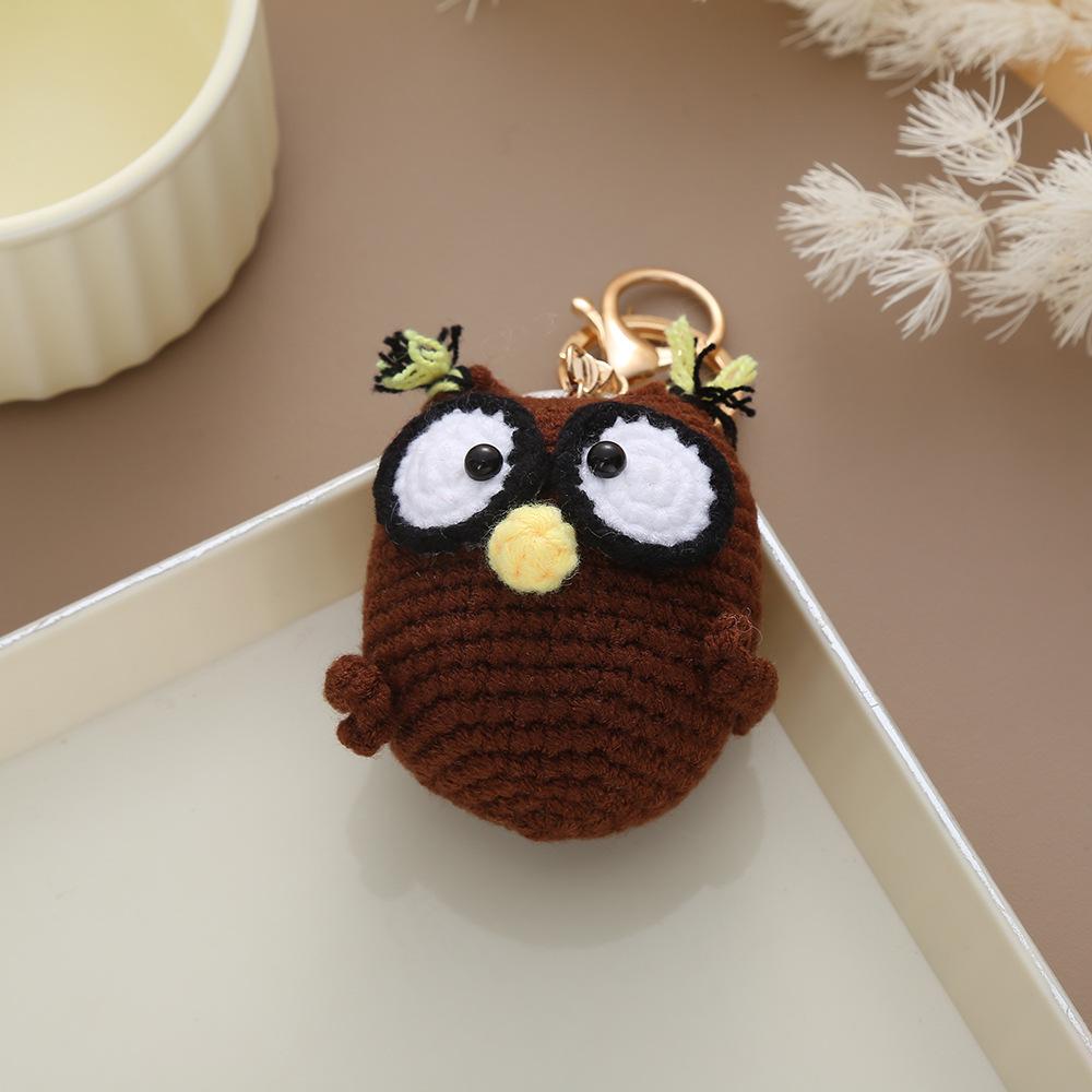 New Cartoon Owl Crochet Woolen Keychain Bag Car Keychain Charm Cute Woven Pendant