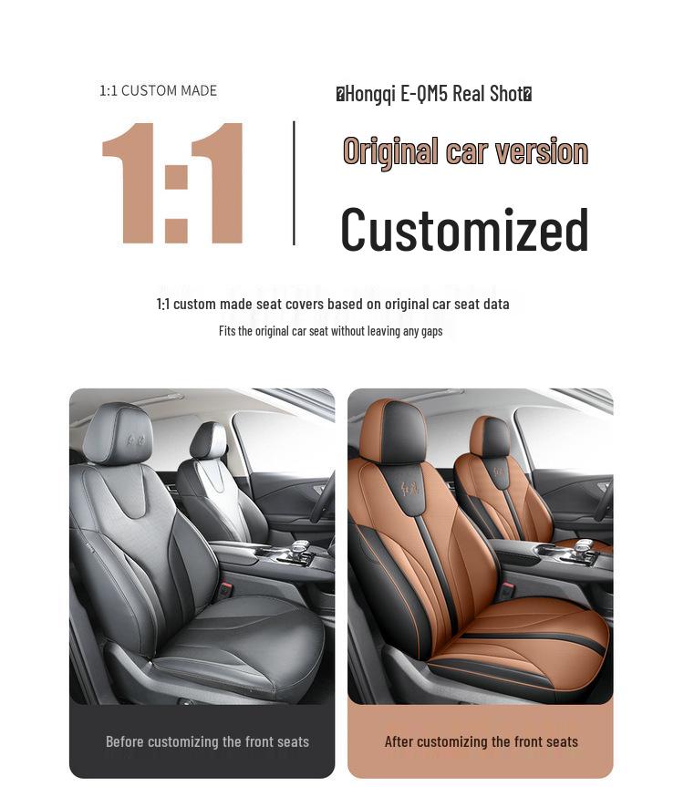 2025 Hongqi EQM5 Breathable Full Coverage Car Seat Covers, Special Fit for Model 610km PLUS.