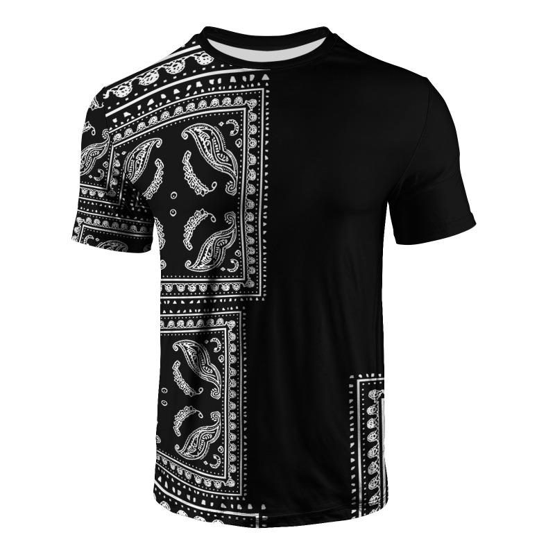 Bedrucktes digitales kurzärmeliges Herren-T-Shirt Sommer Atmungsaktives Leichtes Stoffhemd