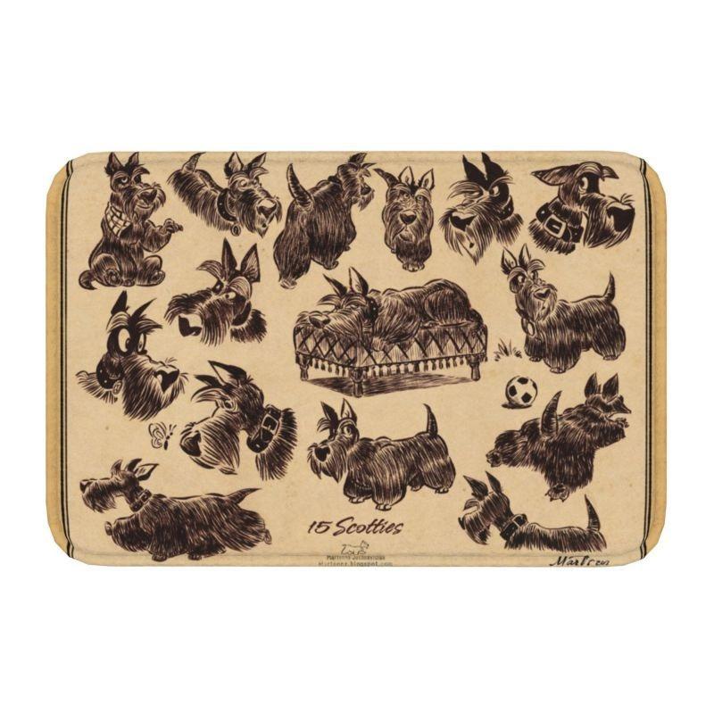 Cute Scottish Terrier Front Door Floor Entrance Mats Indoor Scottie Dog Bath Kitchen Doormat Toilet Carpet Rug Home Decoration