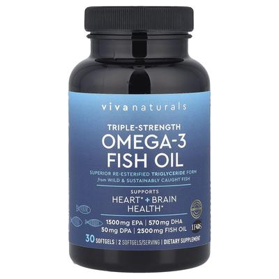 Omega-3 rybí olej, Trojitá síla, 2 500 mg, 30 měkkých kapslí (1 250 mg na měkkou kapsli)