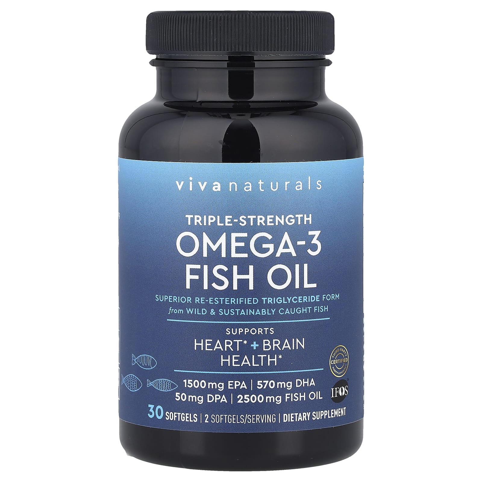 

Omega-3 Fish Oil, Triple Strength, 2,500Mg, 30 Softgels (1,250Mg per Softgel)