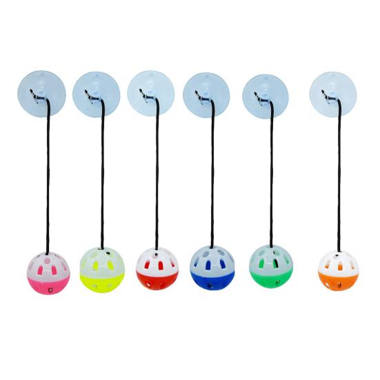 Bearded Dragon Toy with Suction Cup and Rope Exercise Game Colored Bell Ball Toy Reptile Toy for Small Animals